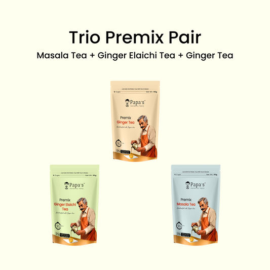 Trio Tea Premix Pair - Masala Tea + Ginger Elaichi Tea + Ginger Tea